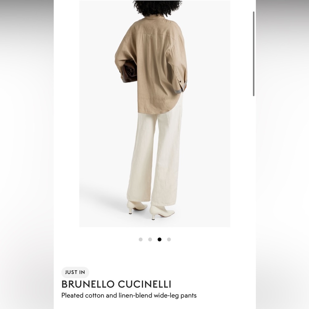 Brunello Cucinelli Cream Wide Leg Pants - Picture 2 of 11